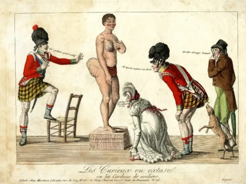 Historical image of a human zoo exhibit